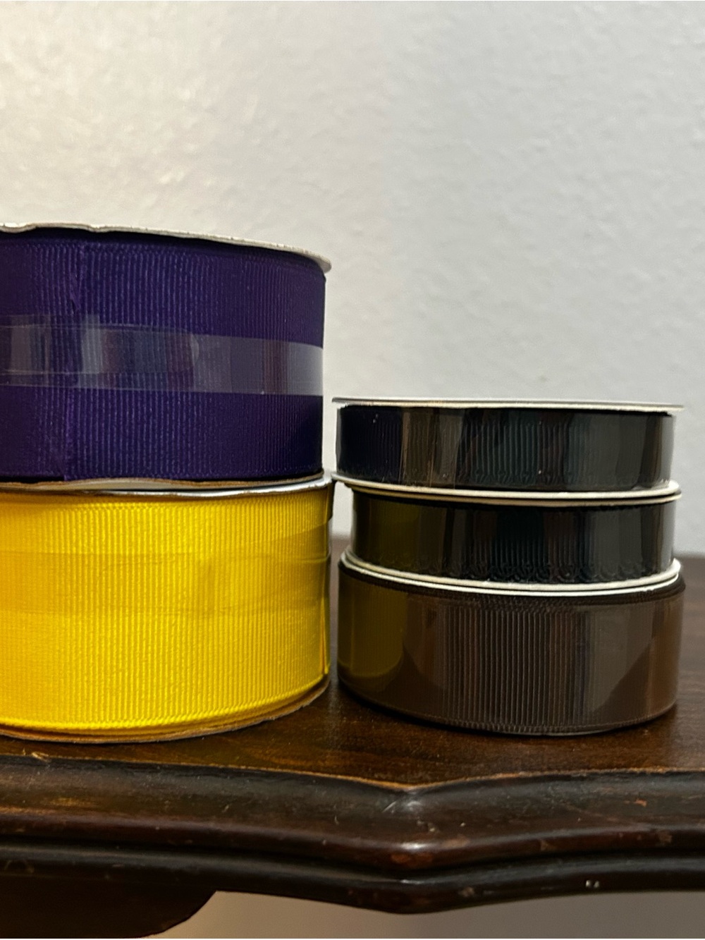 Grosgrain Ribbon Spool Set in Purple, Yellow and Black - Craft & Gift Wrap